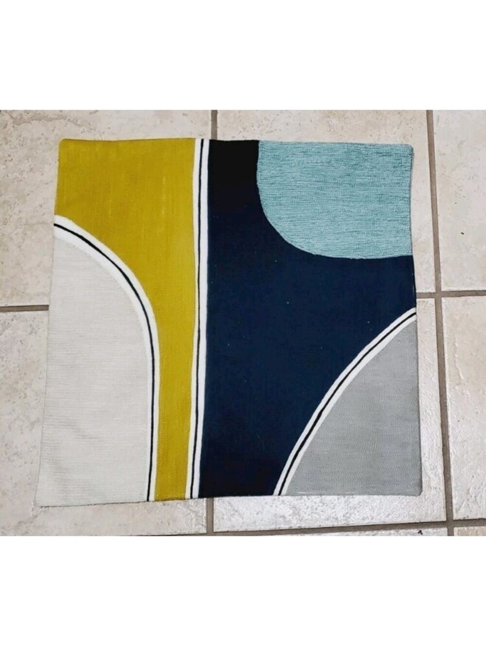 West Elm Color Block Pillow Cover Throw Accent Modern Crewel 19" Abstract